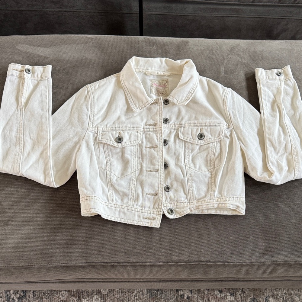 Free People Cropped White Jean Jacket. No holes or stains.